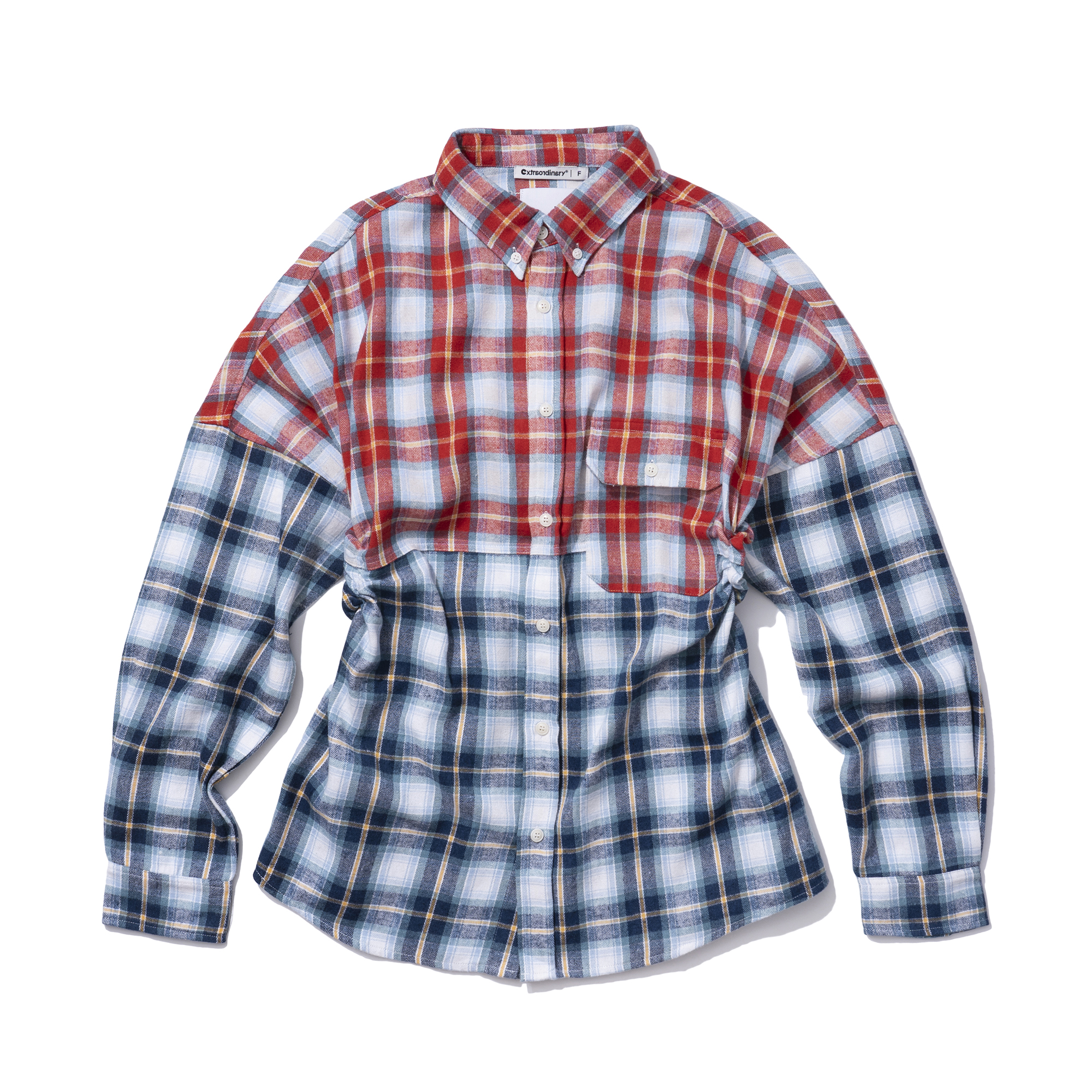 BACK OPEN MIX CHECK SHIRT MULTI
