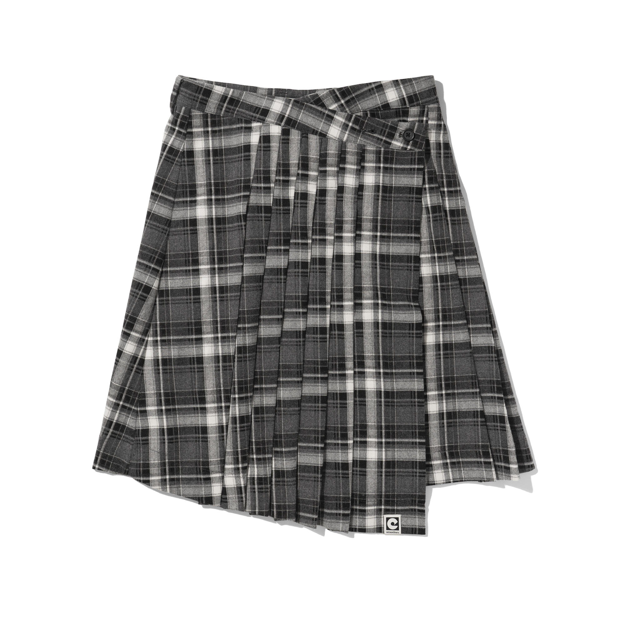 W PLEATED WRAP SKIRT BLACK