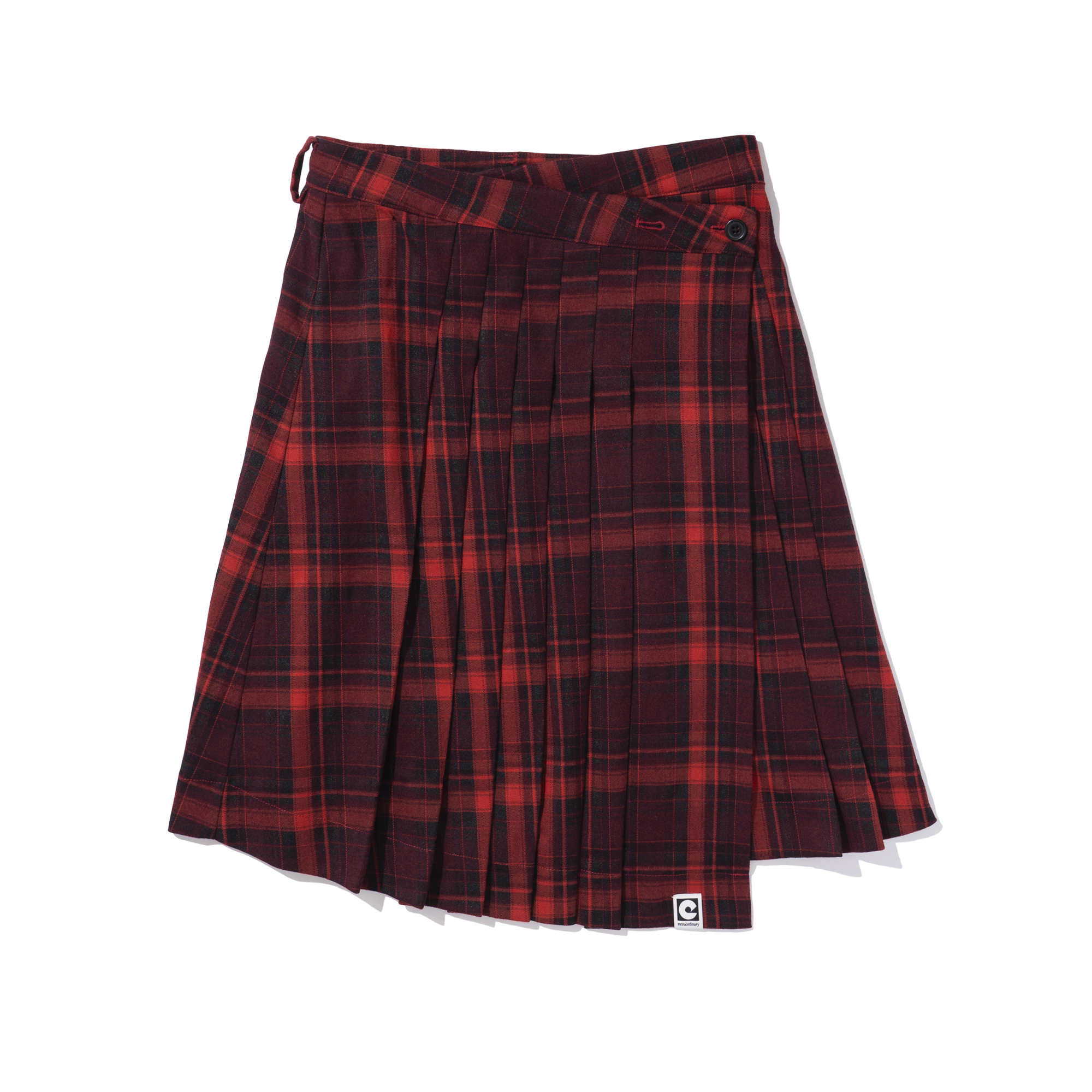 W PLEATED WRAP SKIRT RED