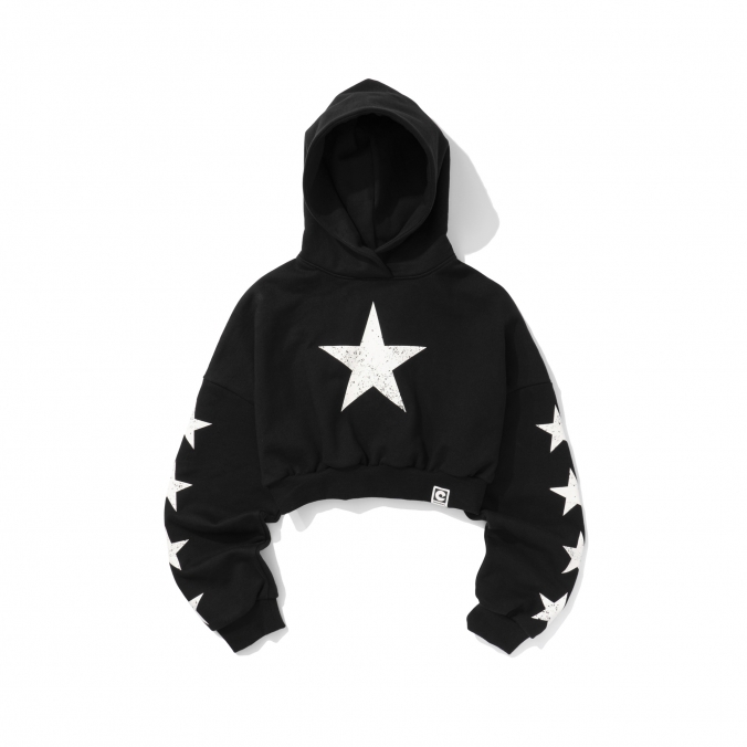 W STARLIGHT CROP HOODIE BLACK