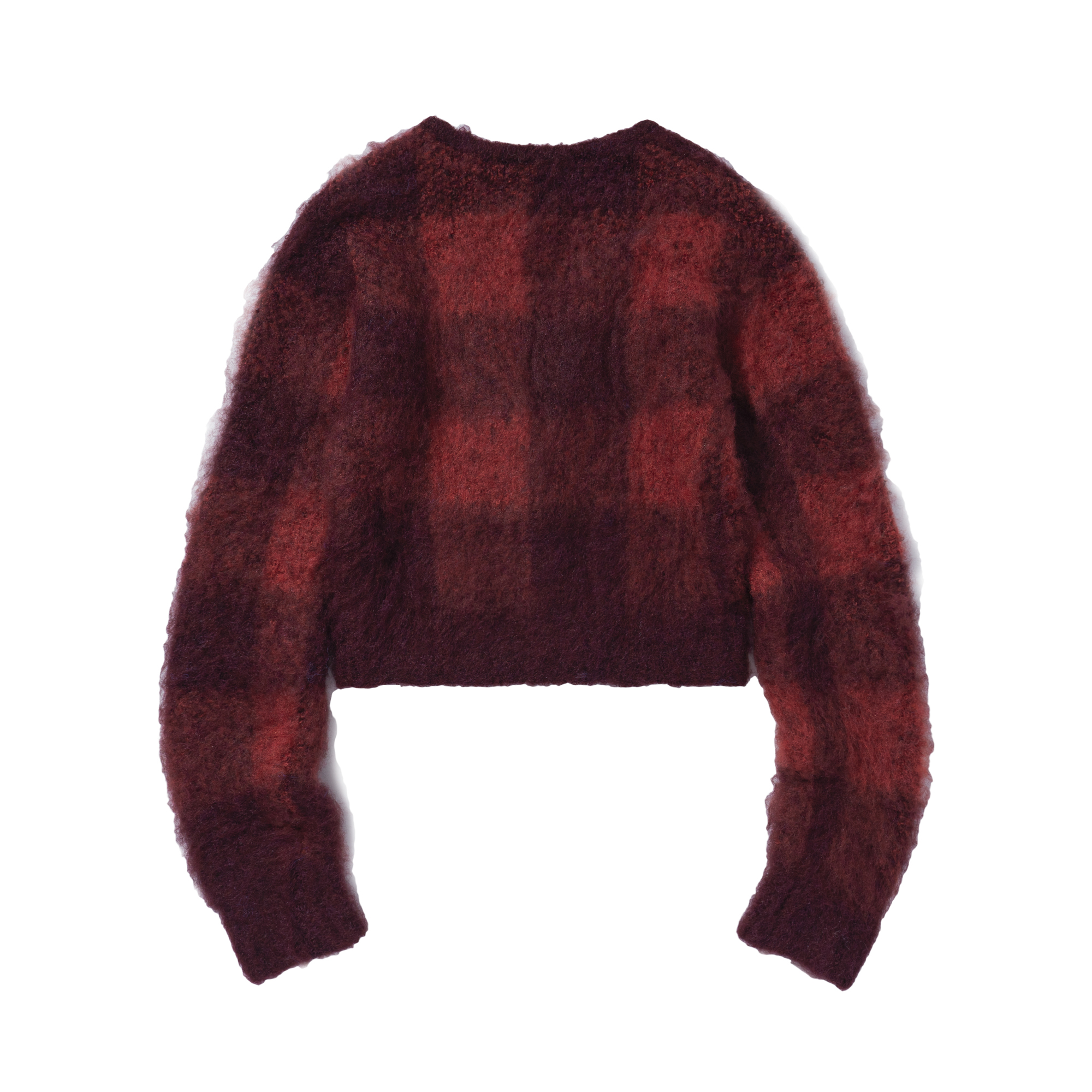 W BLOCK CHECK ZIP UP CARDIGAN RED