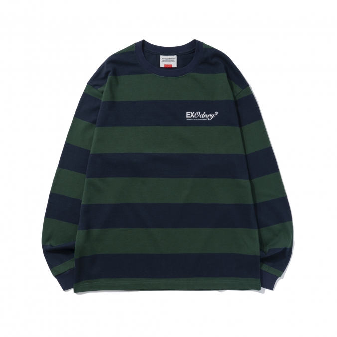 BOLD STRIPE LS TEE GREEN