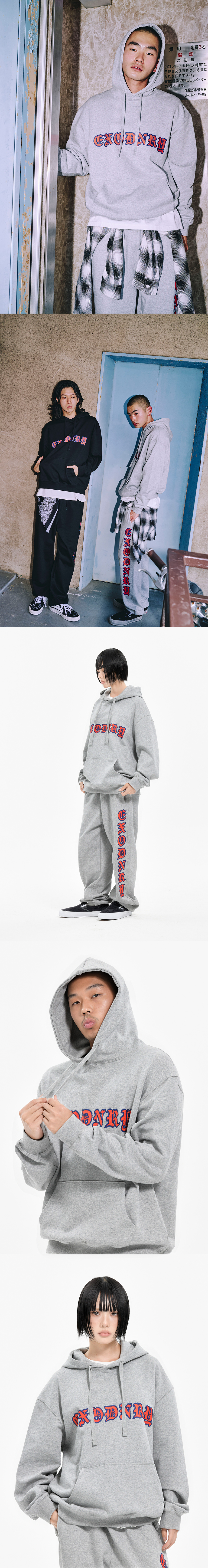 BLACKLETTER II HOODIE M/GREY