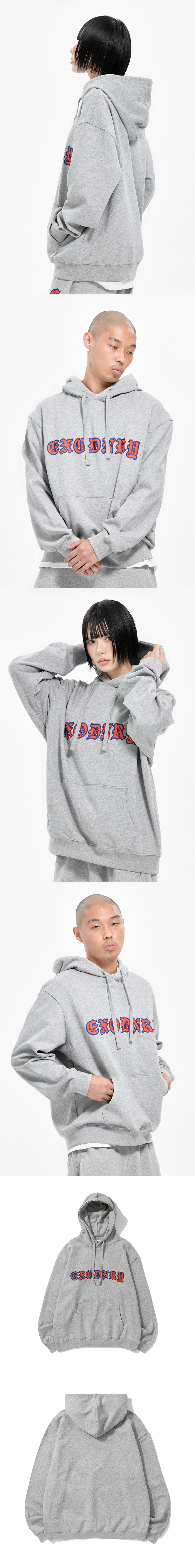 BLACKLETTER II HOODIE M/GREY