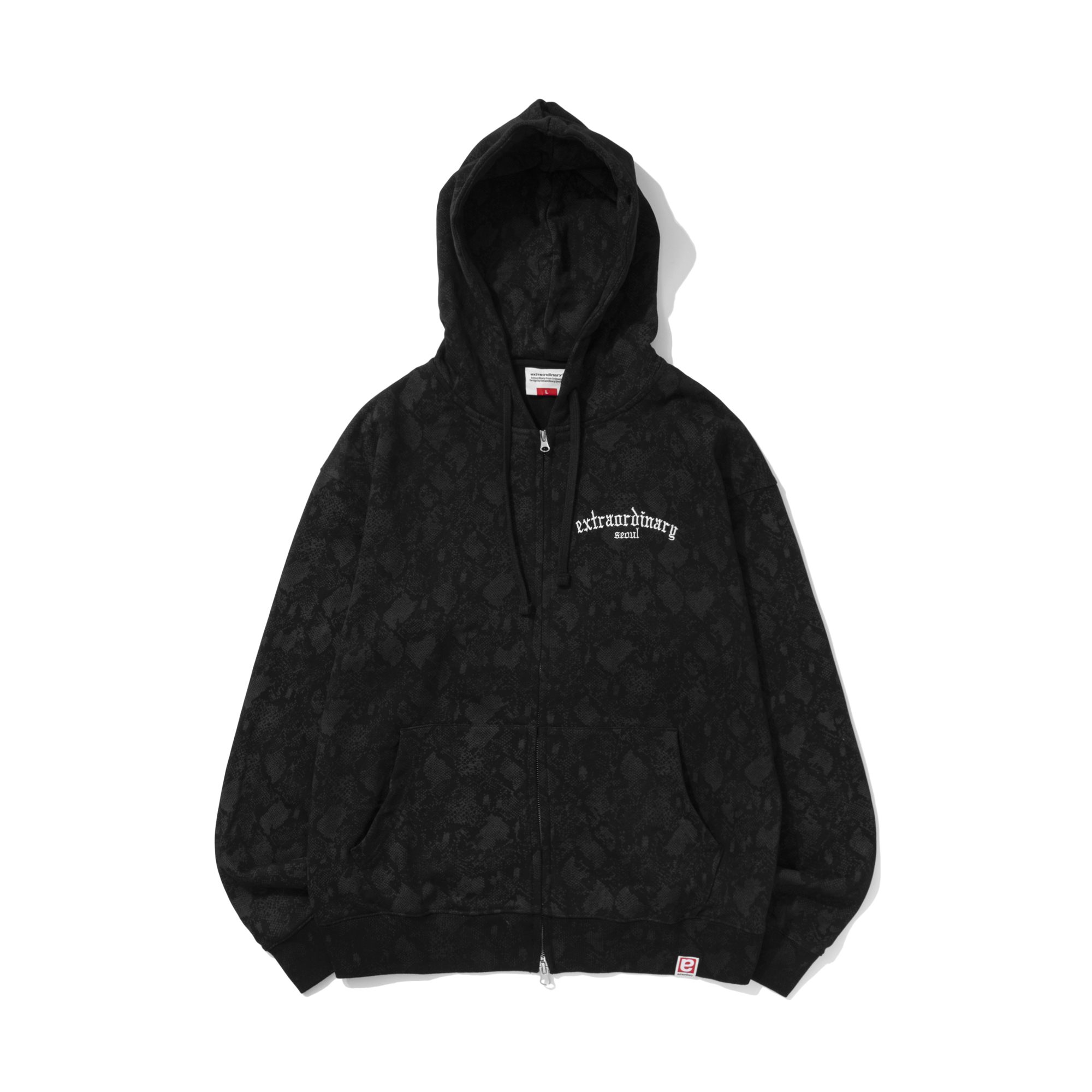 PYTHON HOOD ZIP UP  BLACK