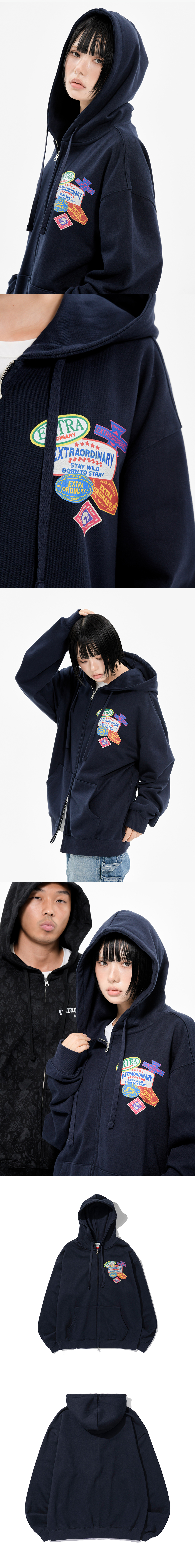 EXODNRY WAPEN HOOD ZIP UP NAVY