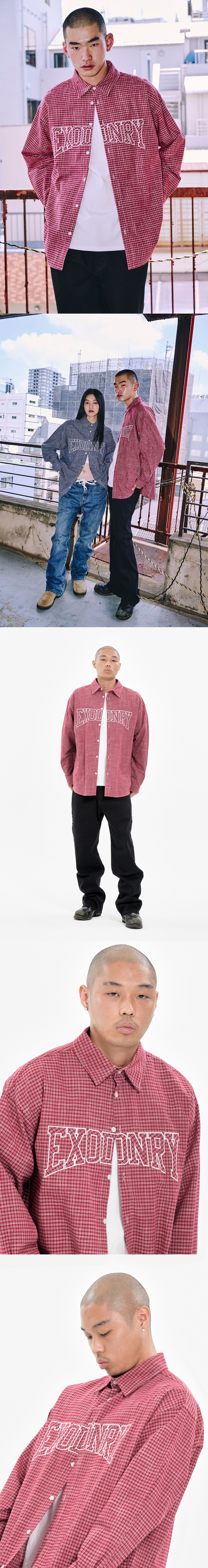 EXODNRY APPLIQUE CHECK SHIRT RED