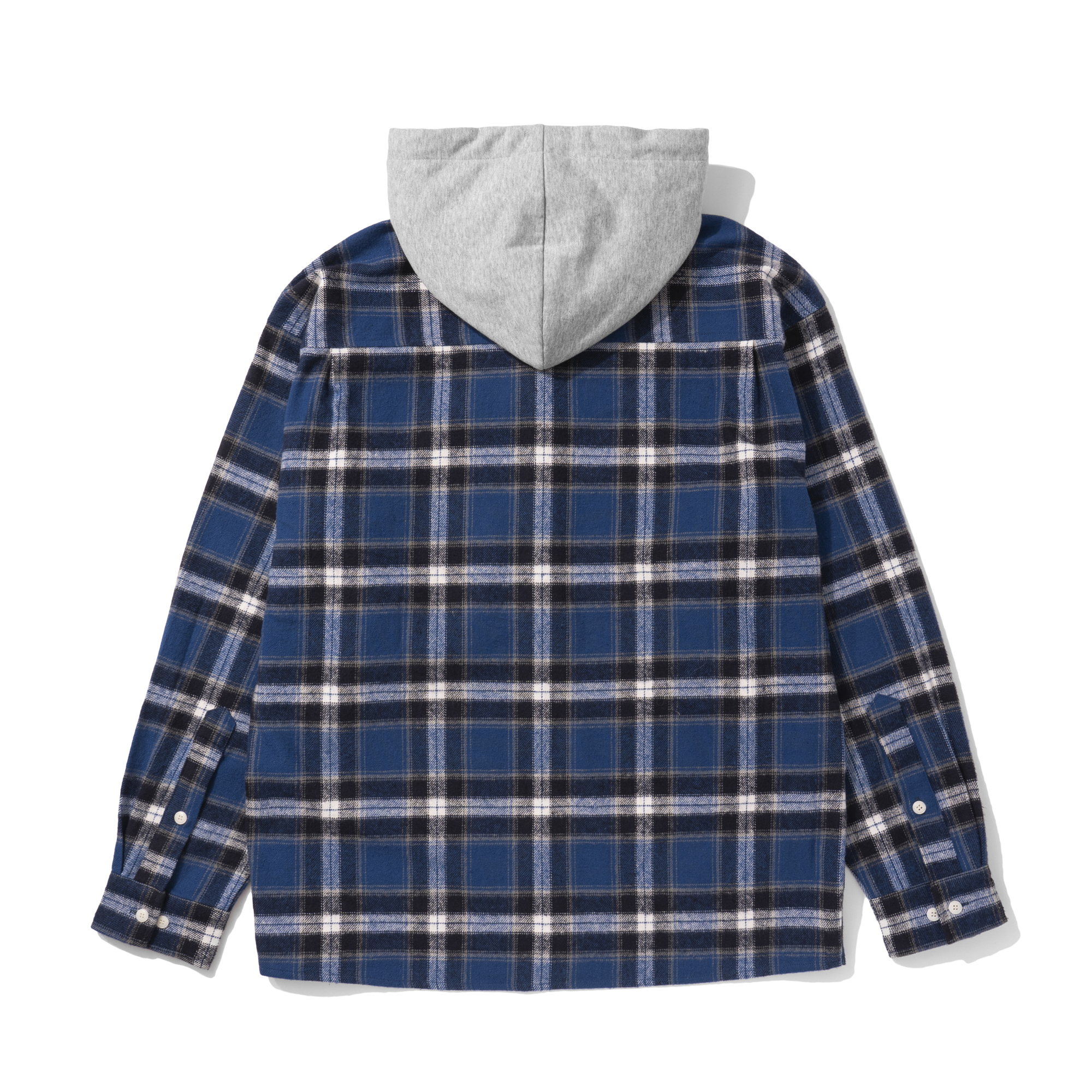 TARTAN CHECK HOOD SHACKET BLUE