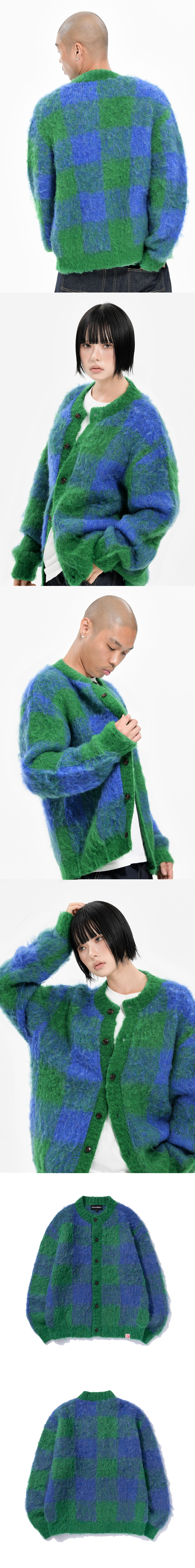 HERITAGE CHECK CARDIGAN GREEN