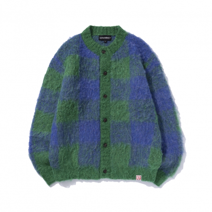 HERITAGE CHECK CARDIGAN GREEN