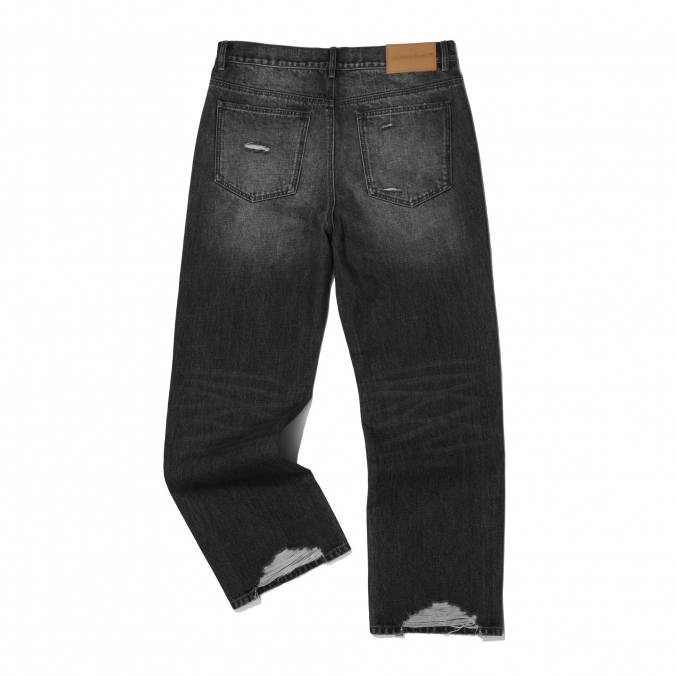 DAMAGE DENIM PANTS BLACK