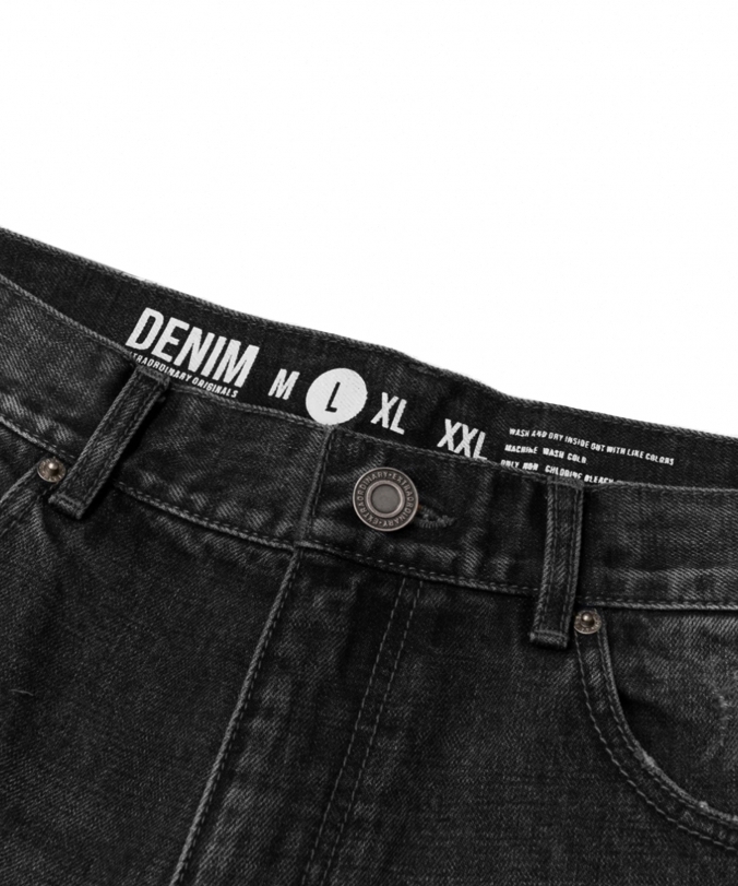 DAMAGE DENIM PANTS BLACK