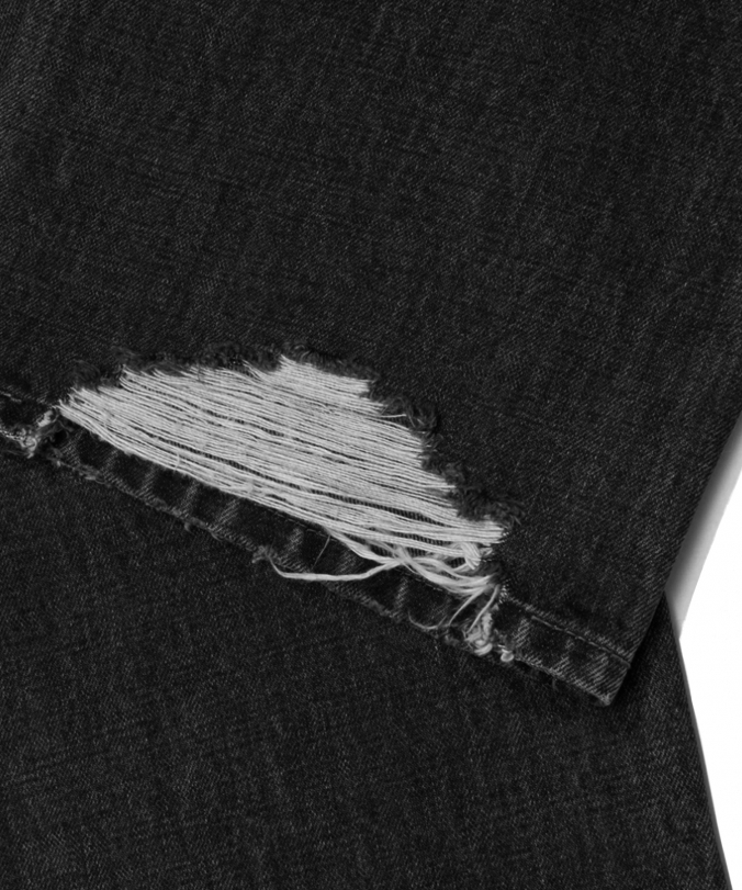 DAMAGE DENIM PANTS BLACK