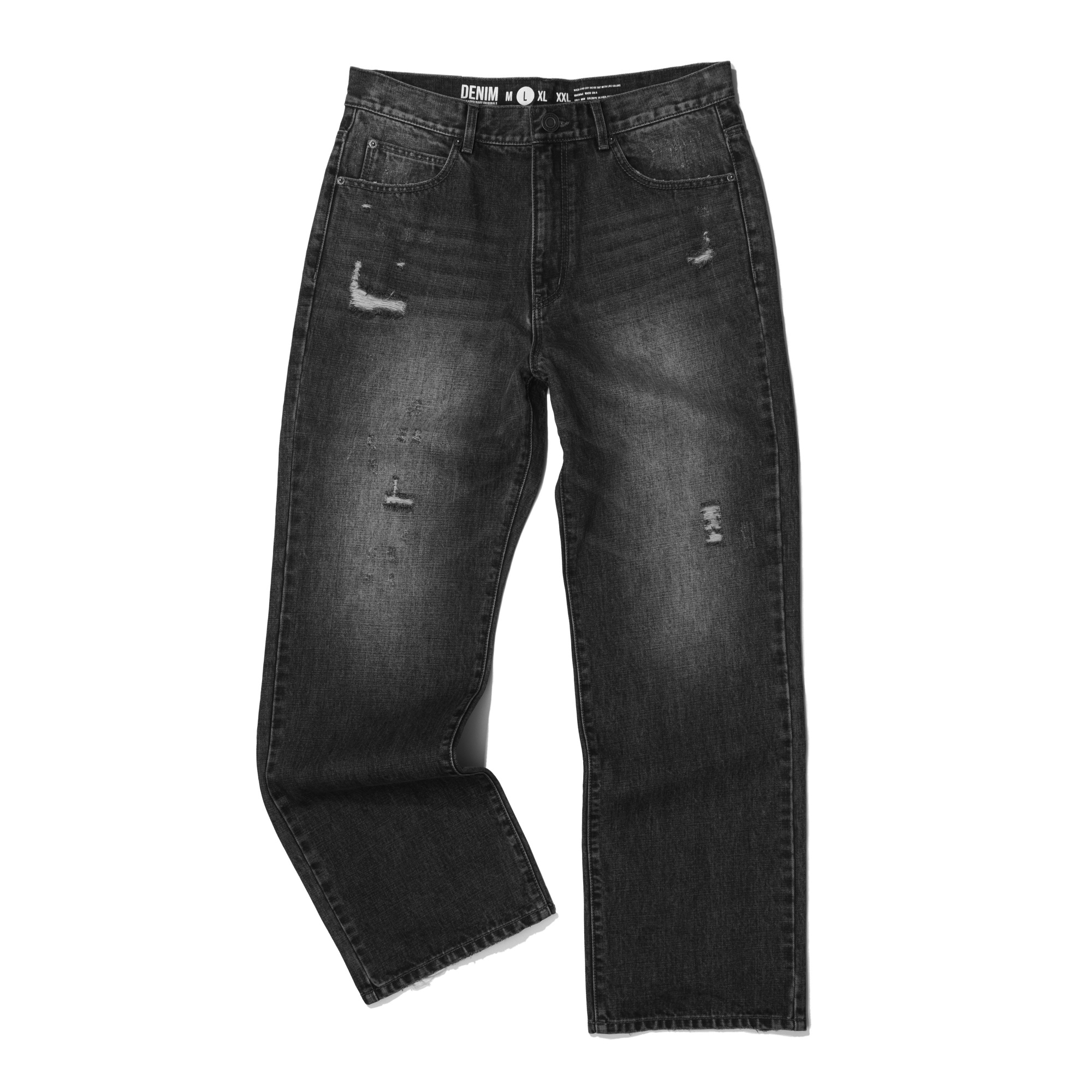 DAMAGE DENIM PANTS BLACK