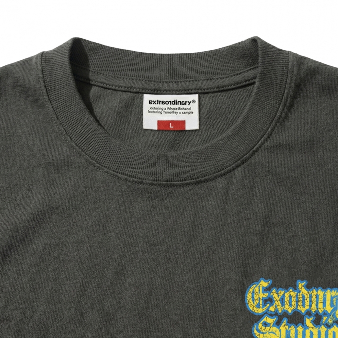 PIGMENT FLAME LOGO LS TEE CHARCOAL