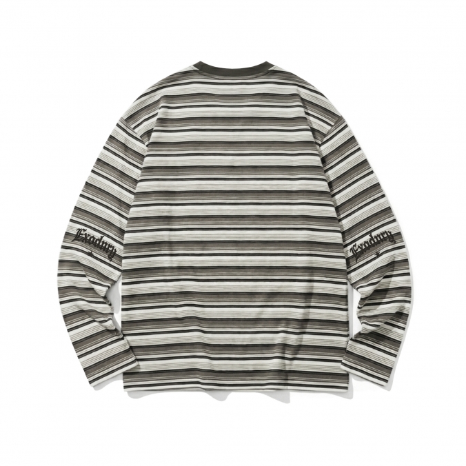 GOTHIC LOGO STRIPE LS TEE GREY