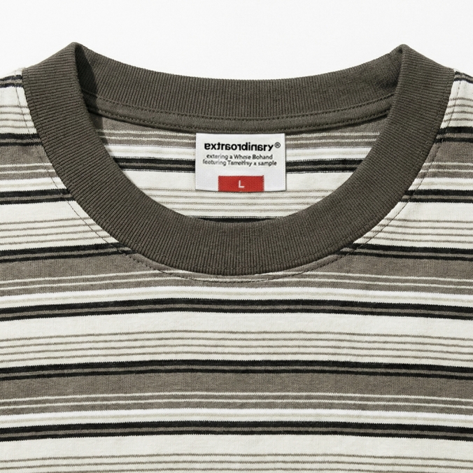 GOTHIC LOGO STRIPE LS TEE GREY