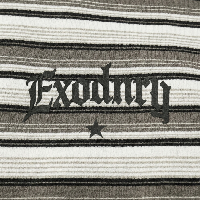 GOTHIC LOGO STRIPE LS TEE GREY