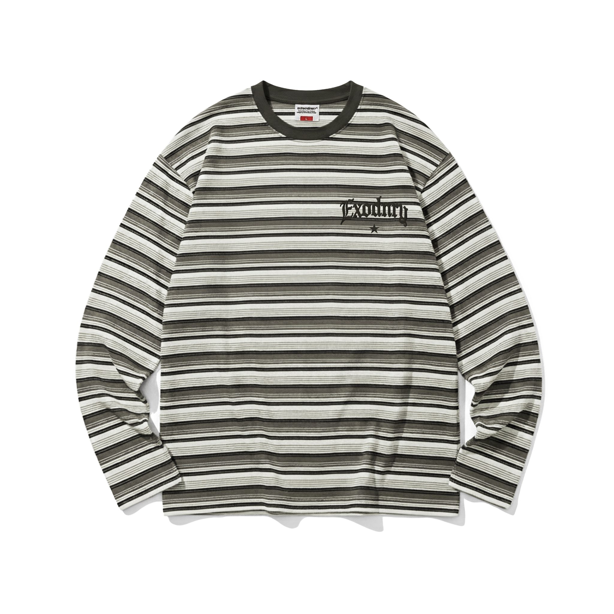 GOTHIC LOGO STRIPE LS TEE GREY