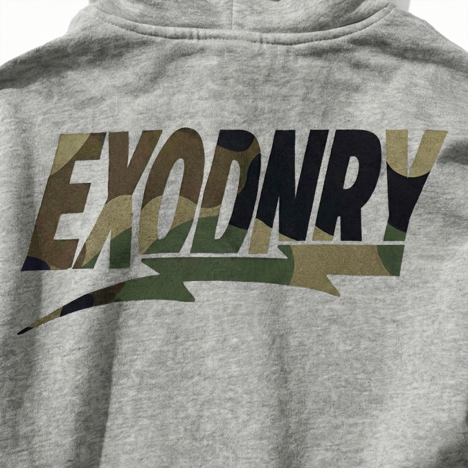 CAMO FILL LOGO ZIP-UP HOODIE MELANGE GREY