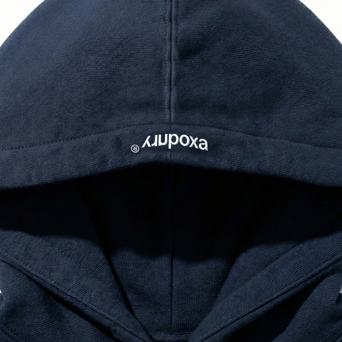 REVERSIBLE EX LOGO HOODIE NAVY