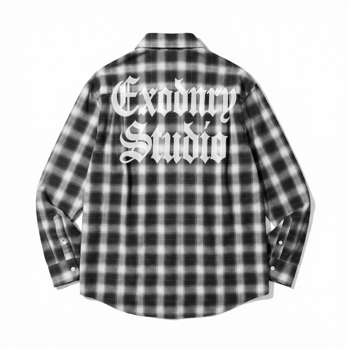 OMBRE CHECK SHIRT BLACK