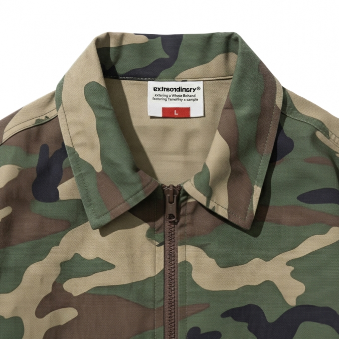WOODLAND RIPSTOP CAMO ZIP-UP SHIRKET CAMO