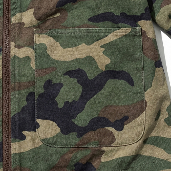 WOODLAND RIPSTOP CAMO ZIP-UP SHIRKET CAMO