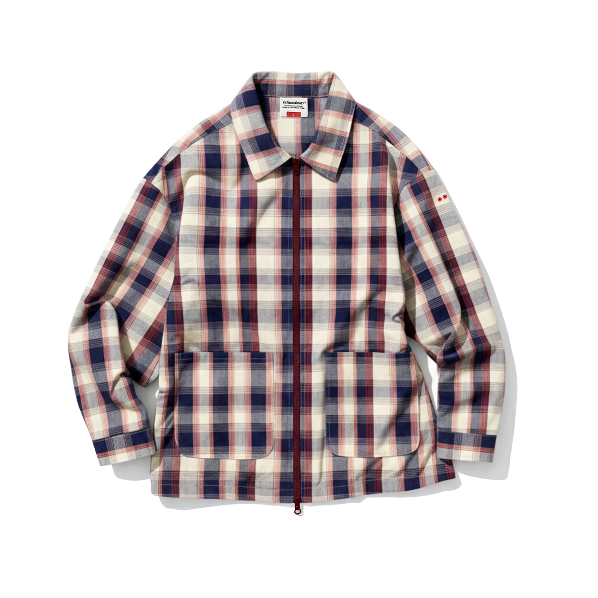 MADRAS CHECK ZIP-UP SHIRKET NAVY