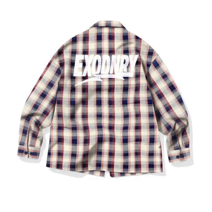 MADRAS CHECK ZIP-UP SHIRKET NAVY