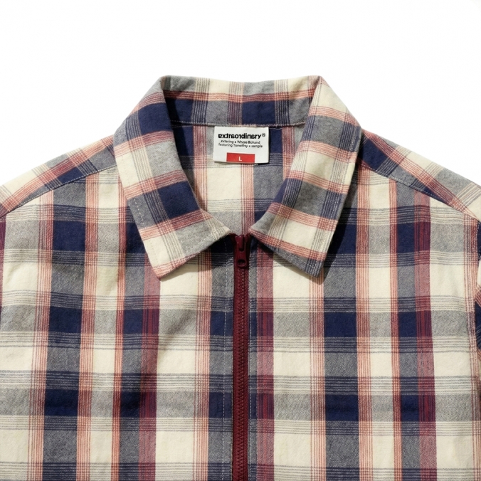 MADRAS CHECK ZIP-UP SHIRKET NAVY