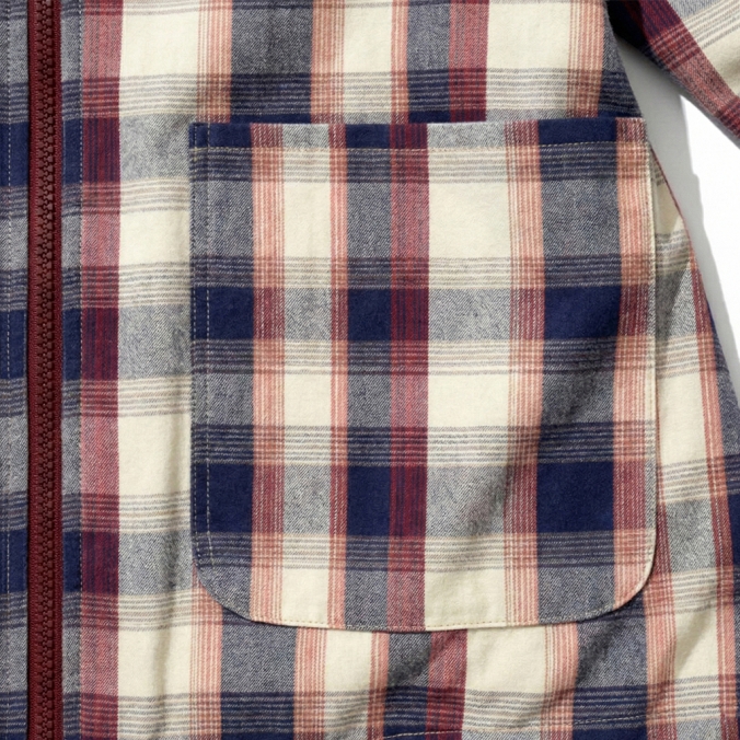 MADRAS CHECK ZIP-UP SHIRKET NAVY