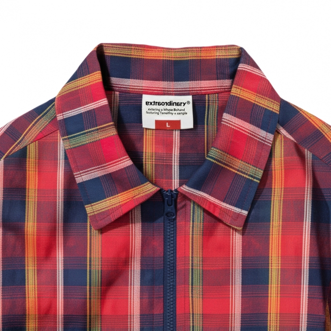 MADRAS CHECK ZIP-UP SHIRKET RED