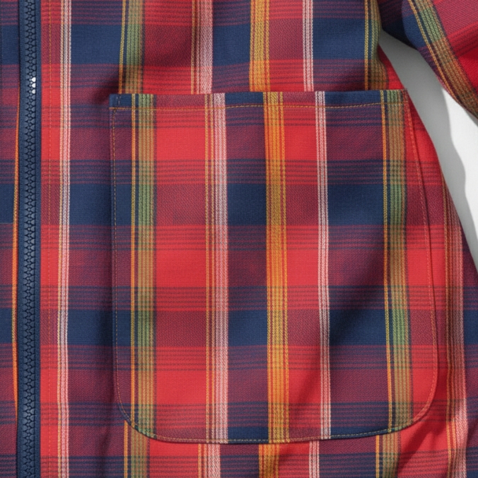 MADRAS CHECK ZIP-UP SHIRKET RED