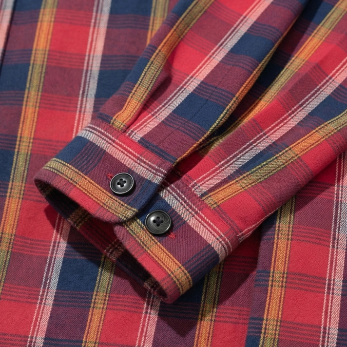 MADRAS CHECK ZIP-UP SHIRKET RED