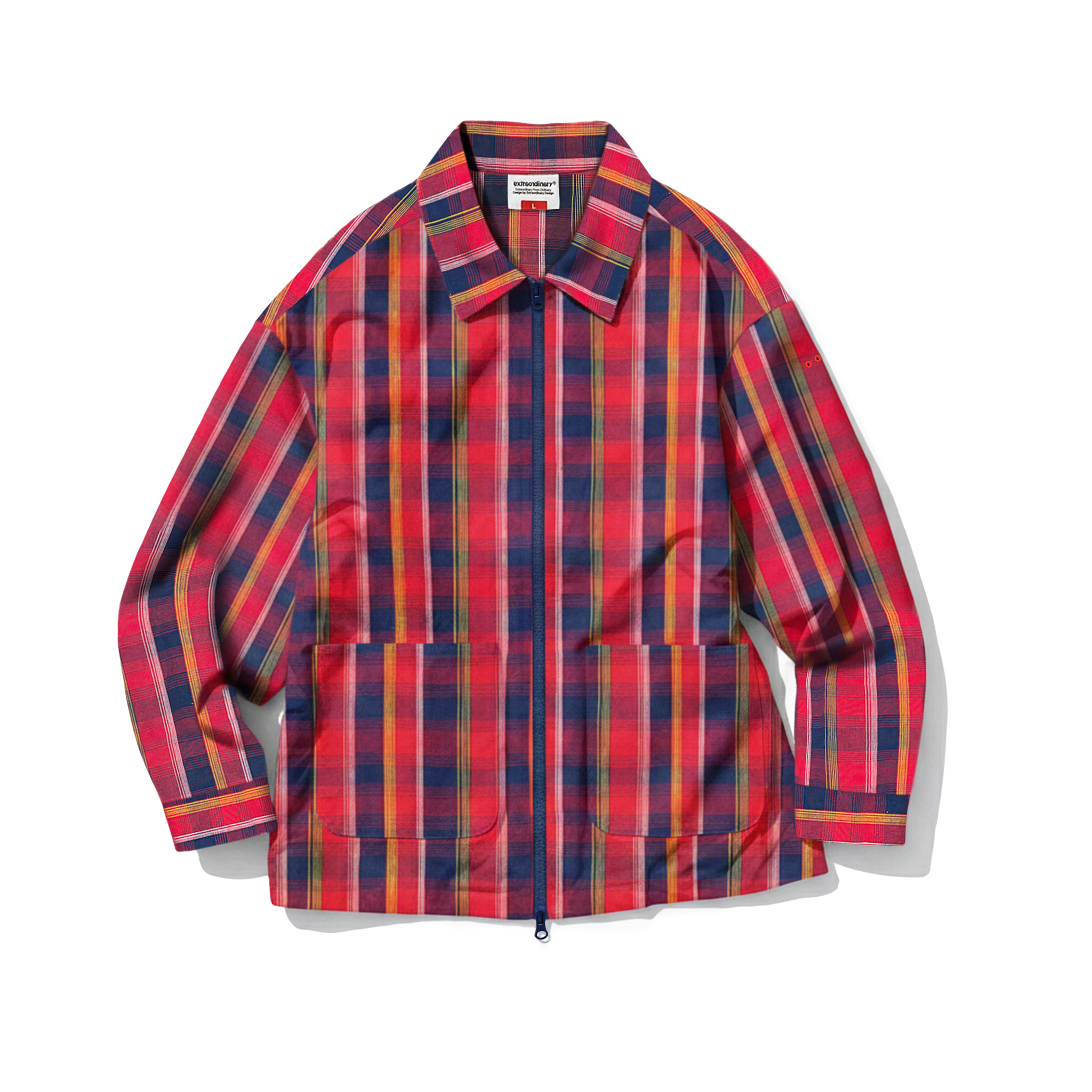 MADRAS CHECK ZIP-UP SHIRKET RED