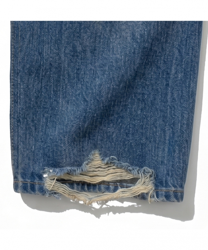 VINTAGE WASHED DOUBLE KNEE DENIM BLUE