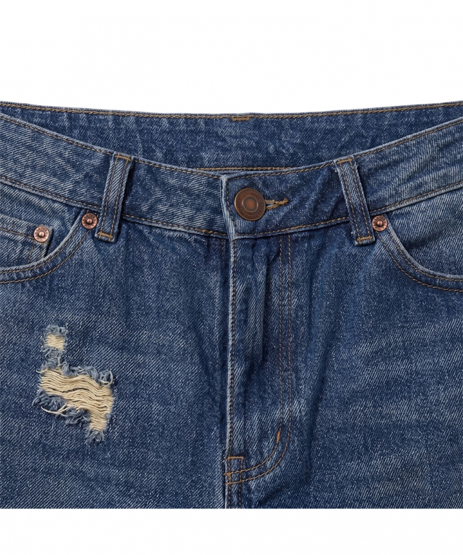 DAMAGE DENIM SHORT DEEP BLUE