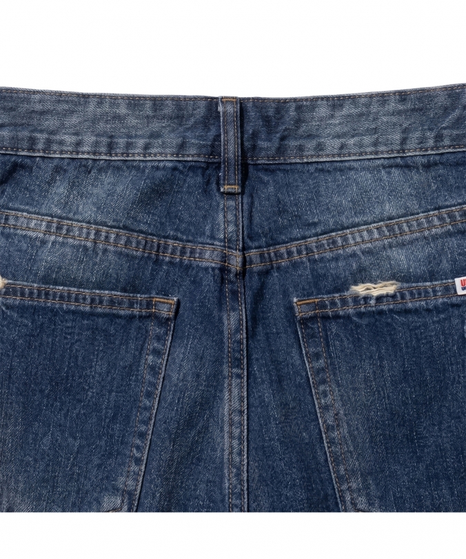 DAMAGE DENIM SHORT DEEP BLUE