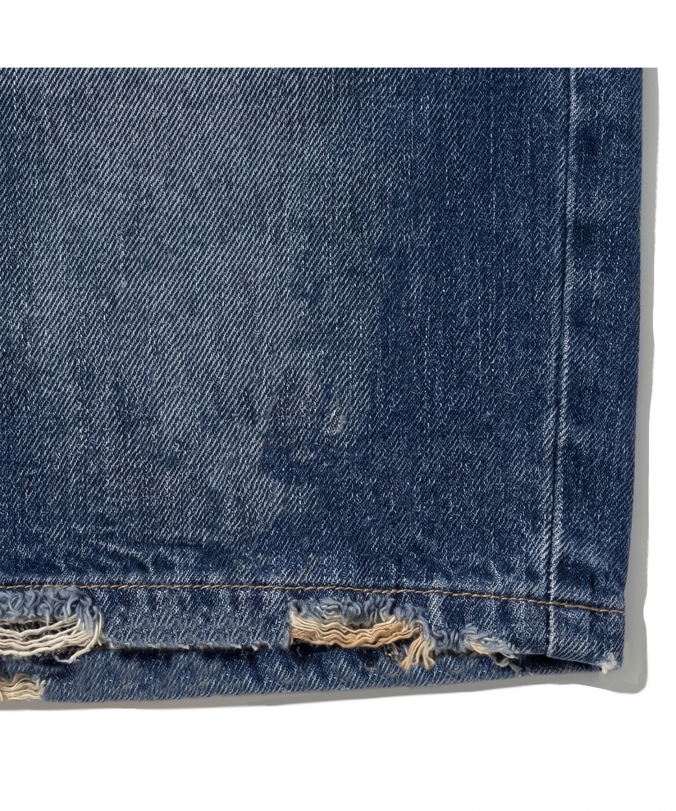 DAMAGE DENIM SHORT DEEP BLUE