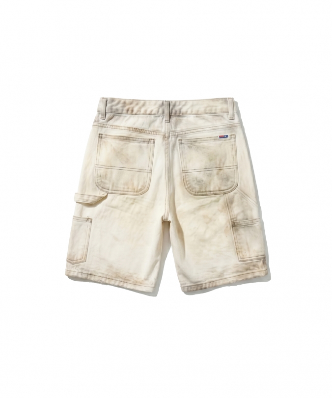 OIL WASHED OXFORD DOUBLE KNEE SHORT IVORY