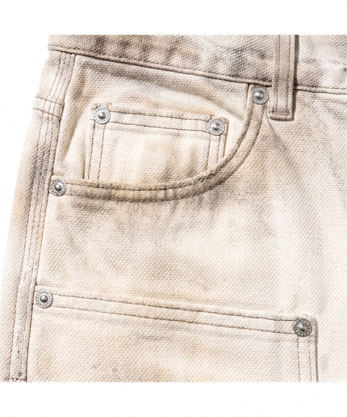 OIL WASHED OXFORD DOUBLE KNEE SHORT IVORY