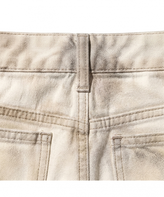 OIL WASHED OXFORD DOUBLE KNEE SHORT IVORY