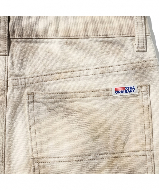 OIL WASHED OXFORD DOUBLE KNEE SHORT IVORY