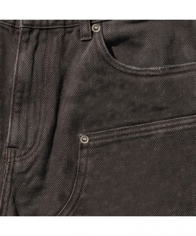 WASHED OXFORD DOUBLE KNEE SHORT BLACK