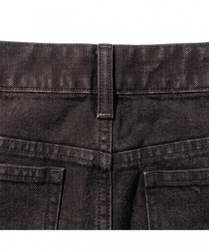 WASHED OXFORD DOUBLE KNEE SHORT BLACK
