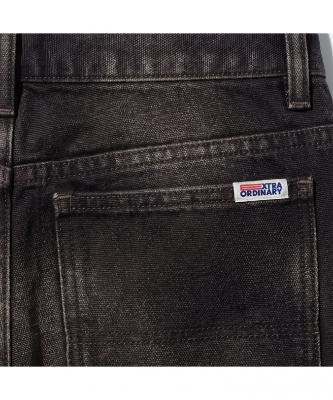 WASHED OXFORD DOUBLE KNEE SHORT BLACK