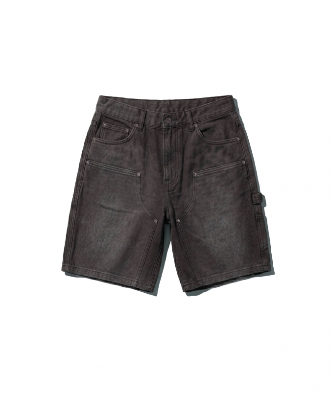 WASHED OXFORD DOUBLE KNEE SHORT BLACK