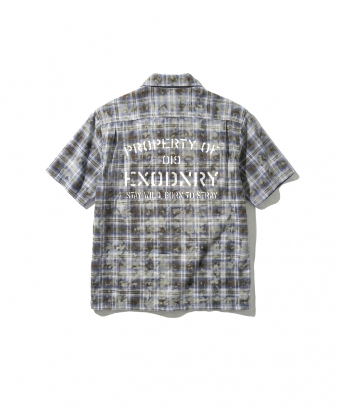 BLEACH WASHED PLAID SHIRT BROWN