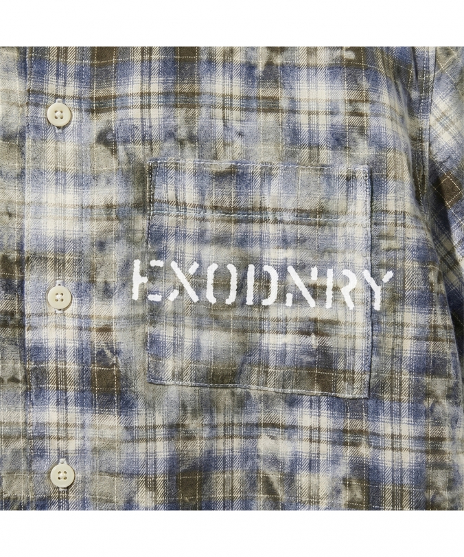 BLEACH WASHED PLAID SHIRT BROWN
